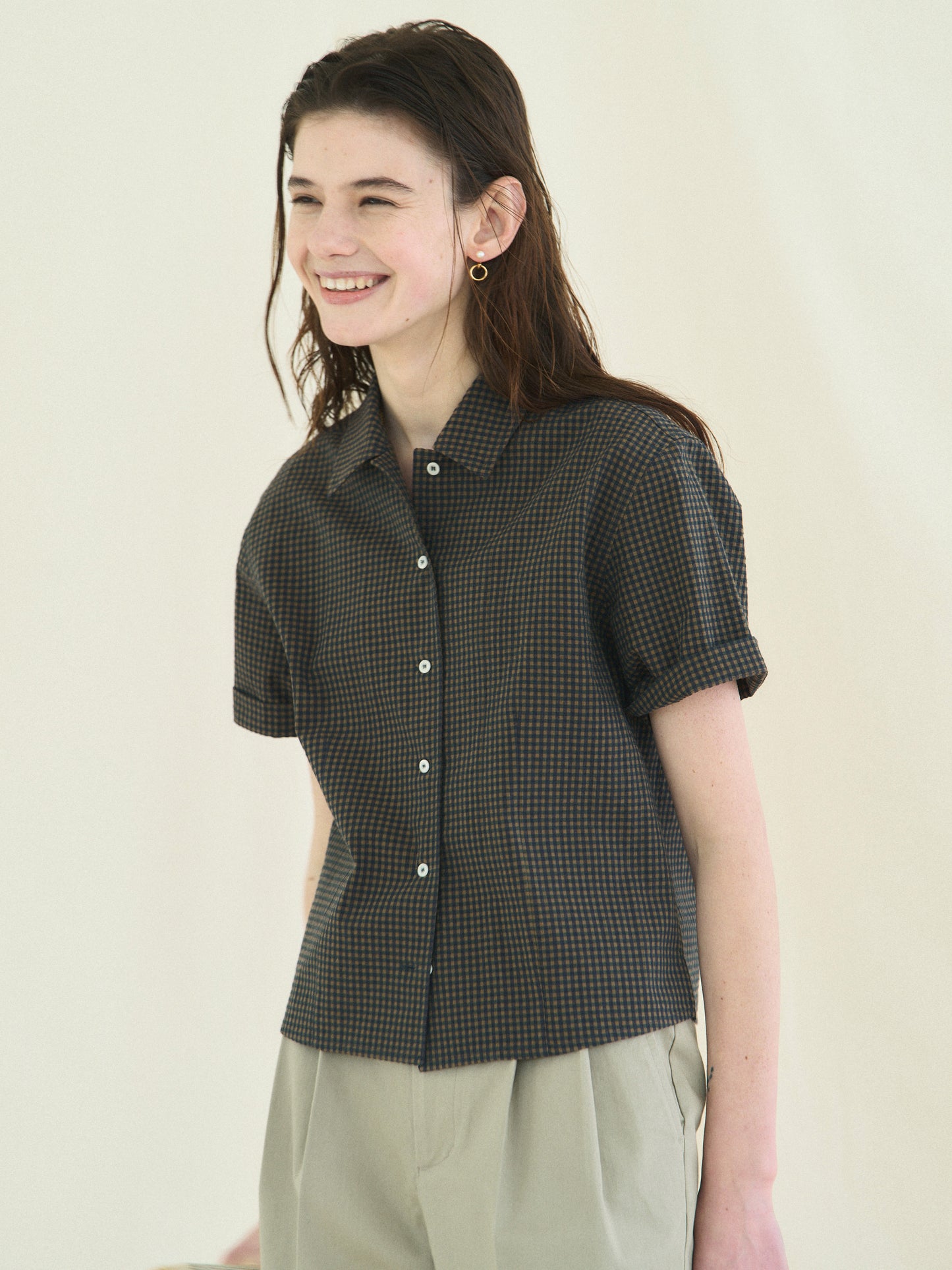 (-30%) ARIZONA CHECK SHIRT [ Olive Navy ] Organic Cotton