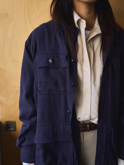 CAROLINE SILK LINEN JACKET [ Royal Blue ]