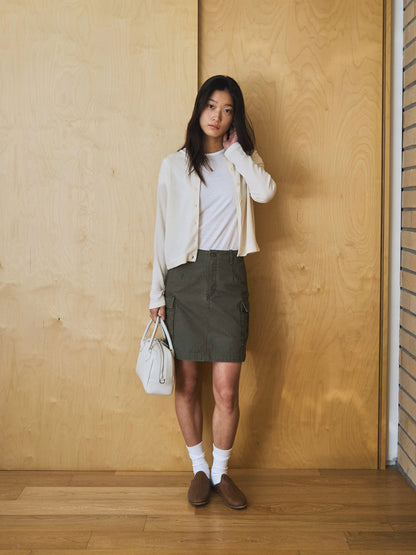 AIRY WAFFLE CARDIGAN [ Cream ]
