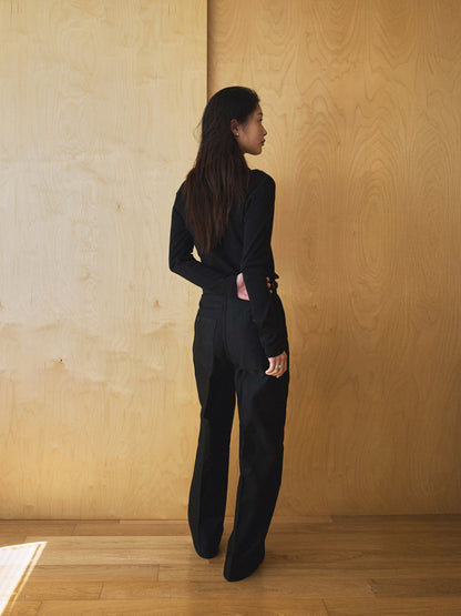 50's ITALIAN ARMY CHINO PANTS [ Rich Black ]