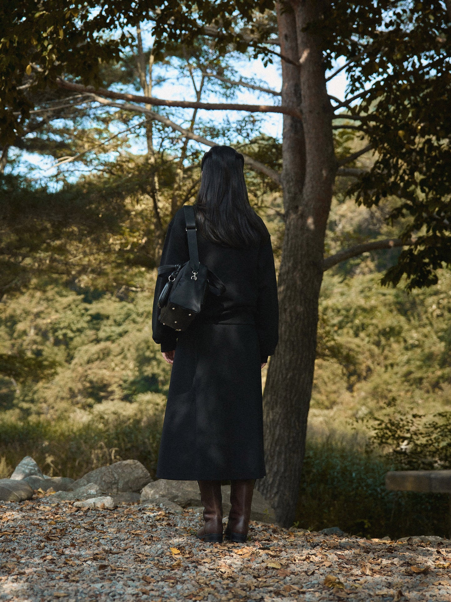 SHAWL COLLAR SWEATSHIRT [ Deep Black ]