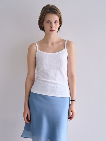 SCALLOPED TRIM SLEEVELESS [ White ]
