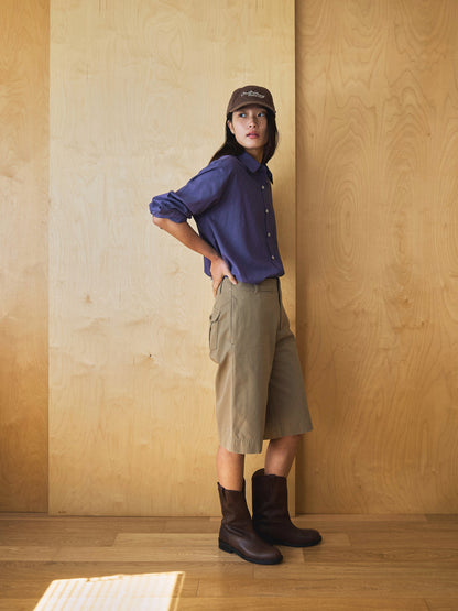 MARTHA LIGHT COTTON SHIRT [ Blue Berry ]