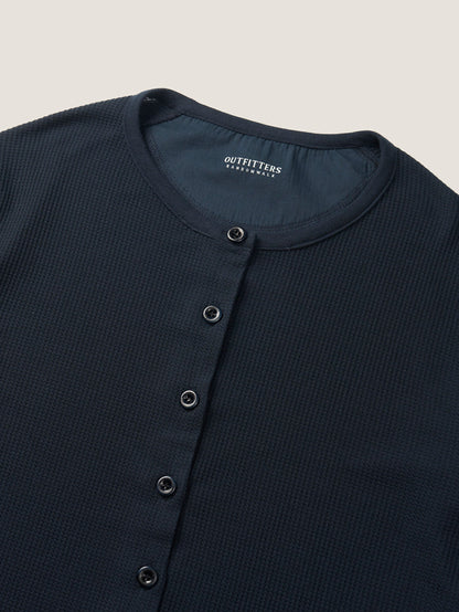 AIRY WAFFLE CARDIGAN [ Deep Navy ]