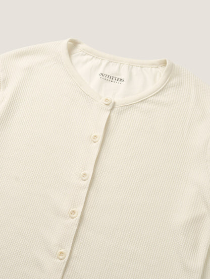 AIRY WAFFLE CARDIGAN [ Cream ]