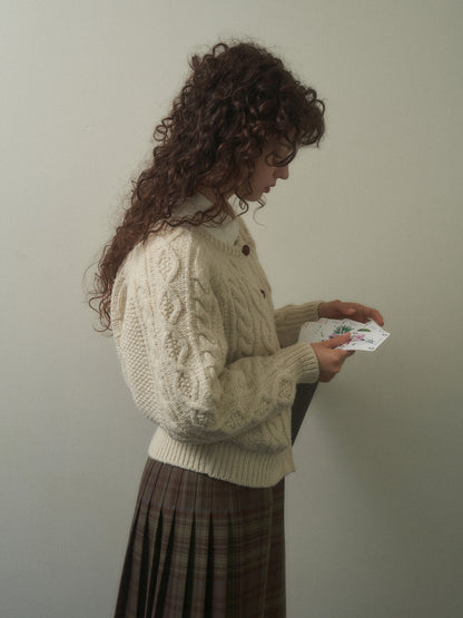 (-20%) CREAM TEA CABLE CARDIGAN [ Cream ]