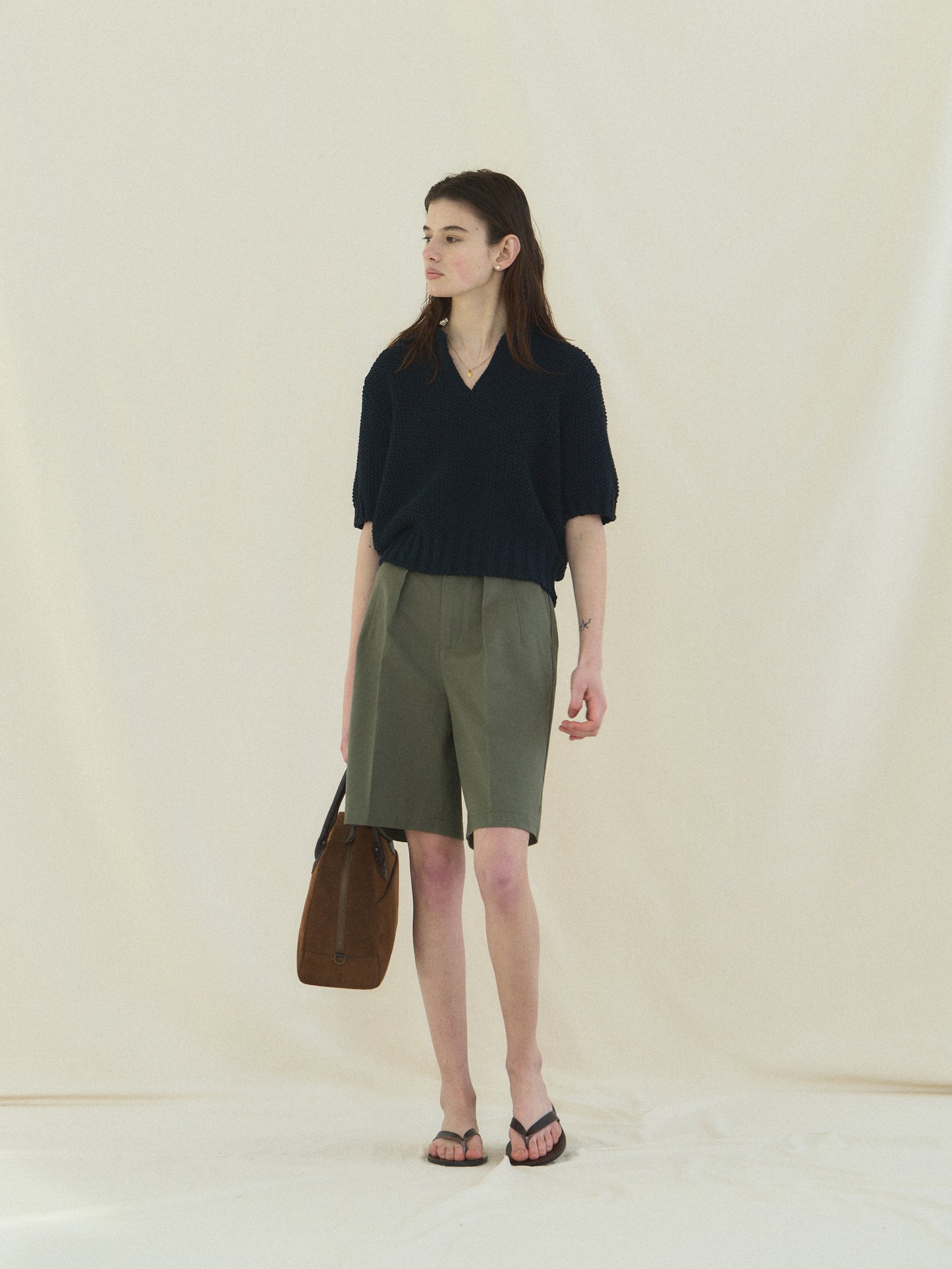 50's AMERICAN CHINO SHORTS [ Military Khaki ]