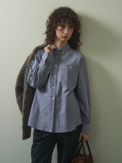 2 POCKET BUTTON DOWN SHIRT [ Navy Oxford ]