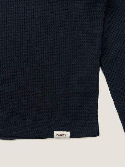 AIRY WAFFLE CARDIGAN [ Deep Navy ]