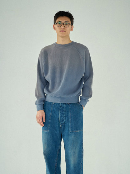 WAFFLE CREWNECK SWEATSHIRTS [ Blue ]