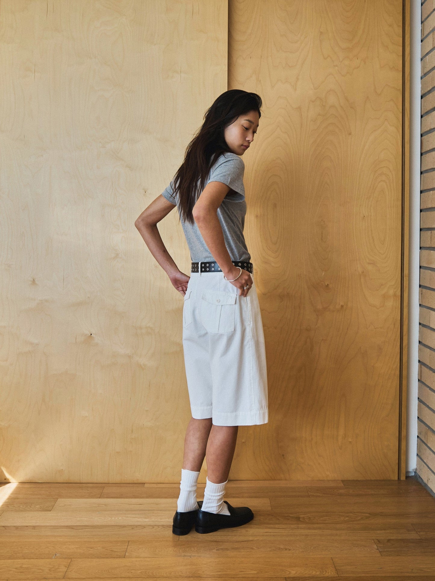 LENTO BERMUDA SHORTS [ Washed White ]