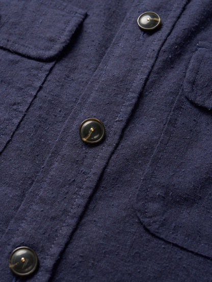 CAROLINE SILK LINEN JACKET [ Royal Blue ]
