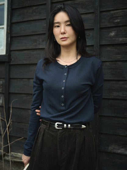 PENELOPE BUTTON TOP [ Night Navy ]