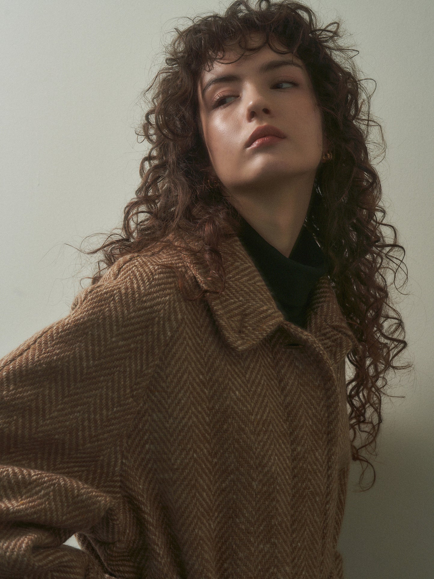 CHABROL COAT [ Brown & Oat Herringbone ]