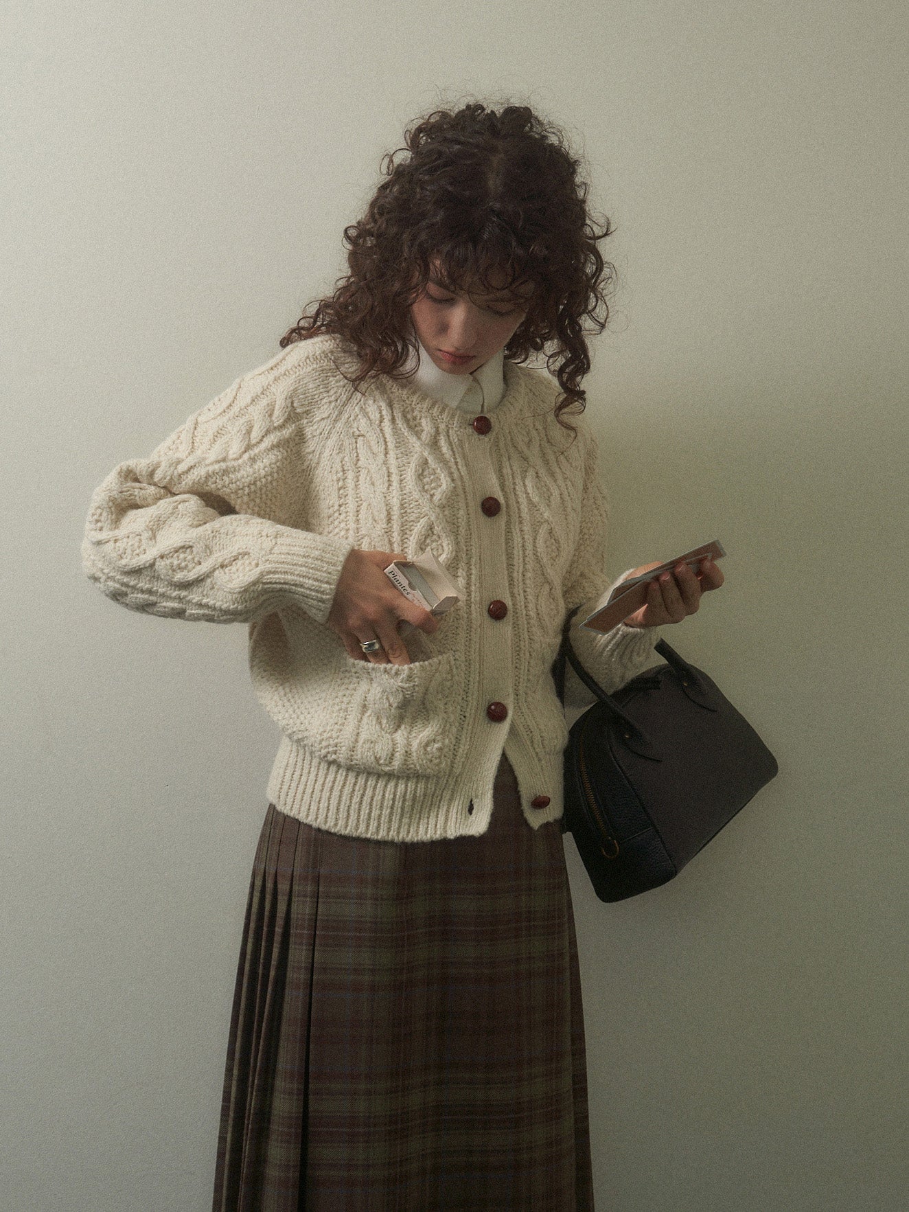 (-20%) CREAM TEA CABLE CARDIGAN [ Cream ]