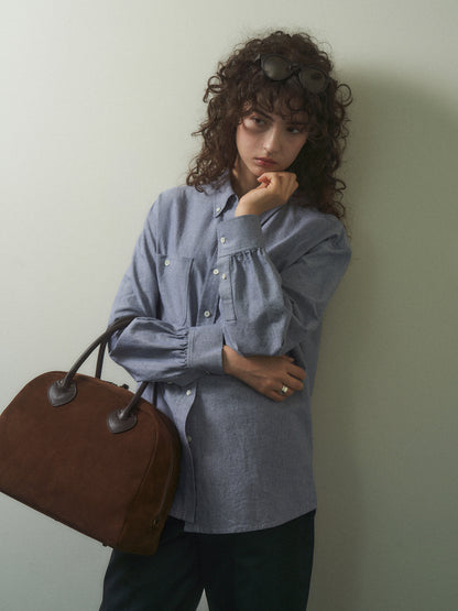 2 POCKET BUTTON DOWN SHIRT [ Navy Oxford ]