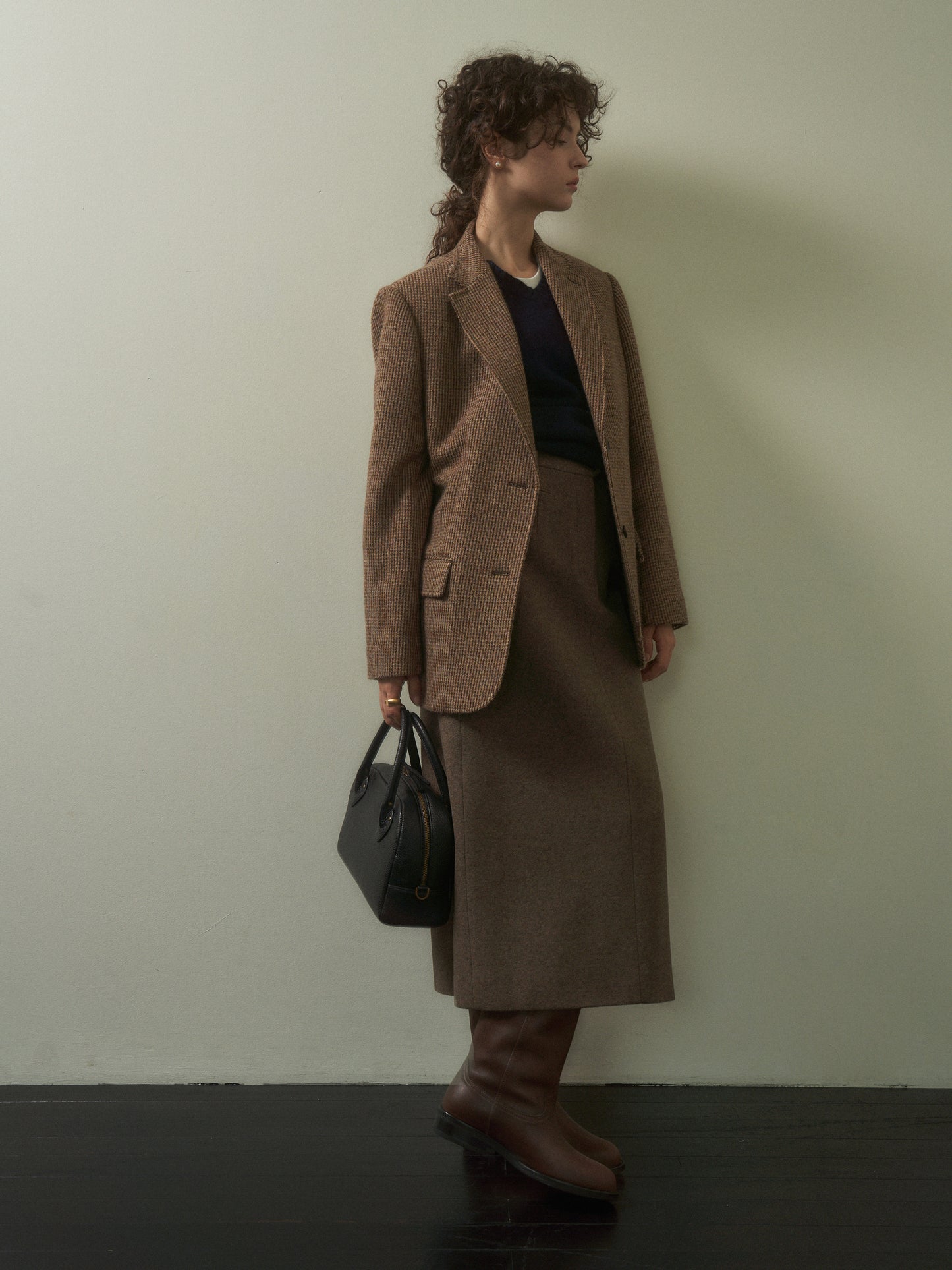 (-20%) EVENING WOOL SKIRT [ Mocha Melange ]