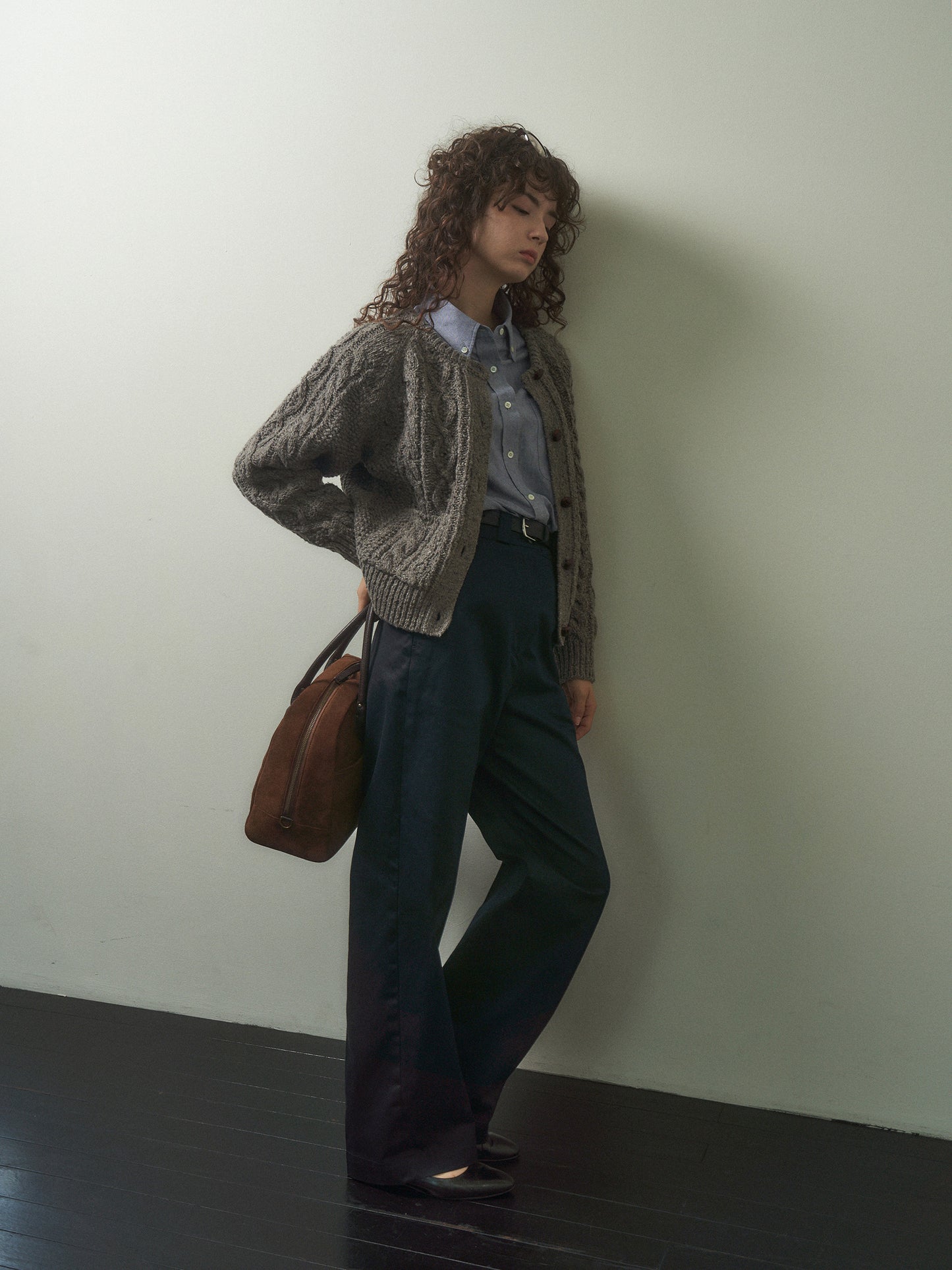 (-20%) CREAM TEA CABLE CARDIGAN [ Ash ]