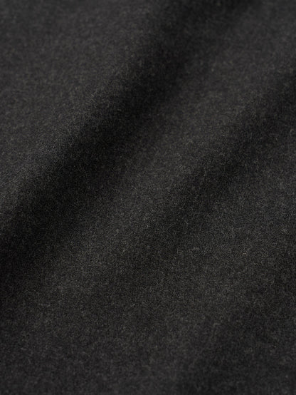 SIDE BUTTON WOOL CRAPE SKIRT [ Deep Charcoal ]