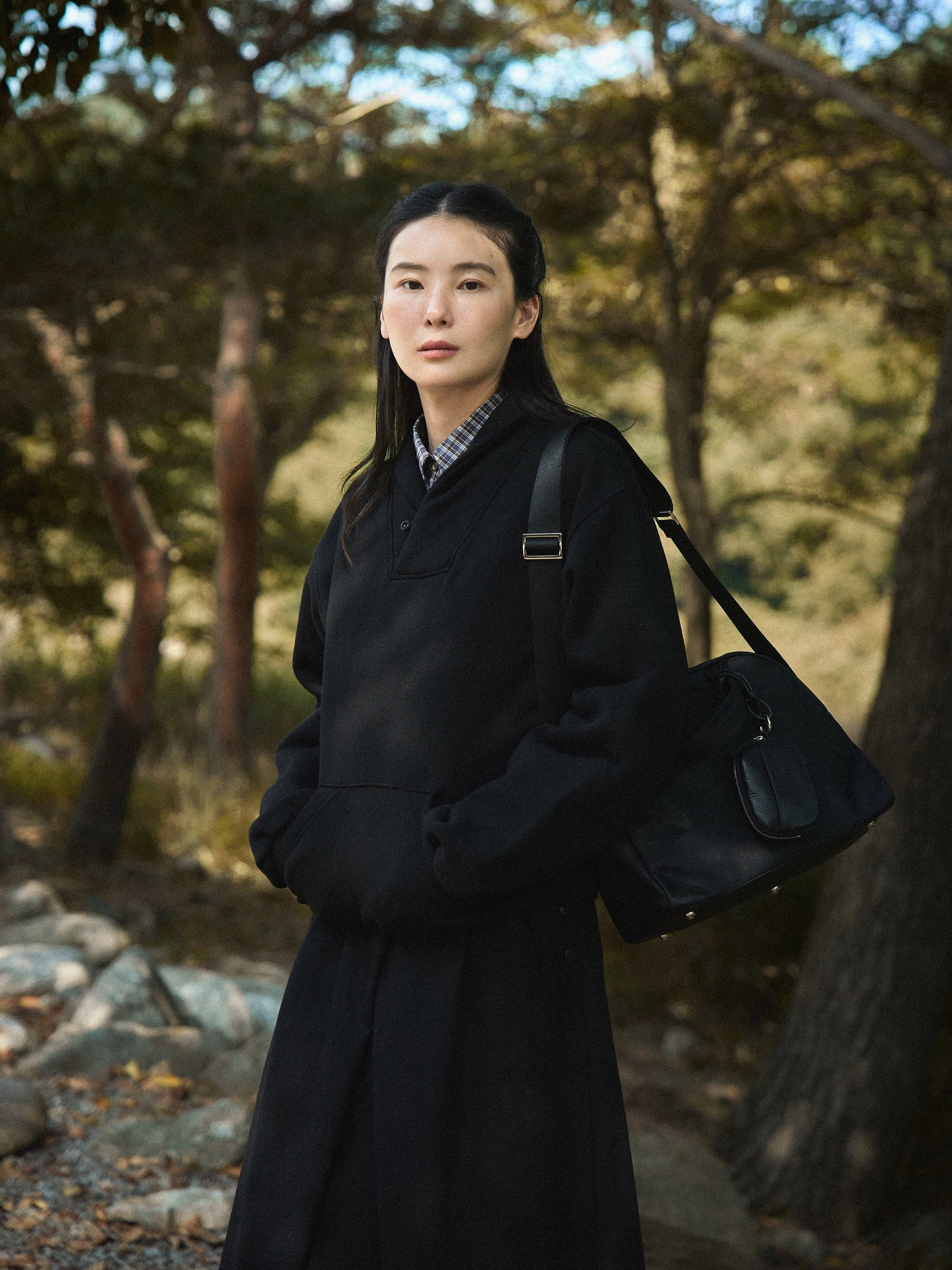 SHAWL COLLAR SWEATSHIRT [ Deep Black ]