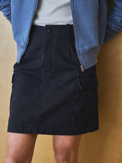 LILY UTILITY CARGO SKIRT [ Herringbone Navy ]