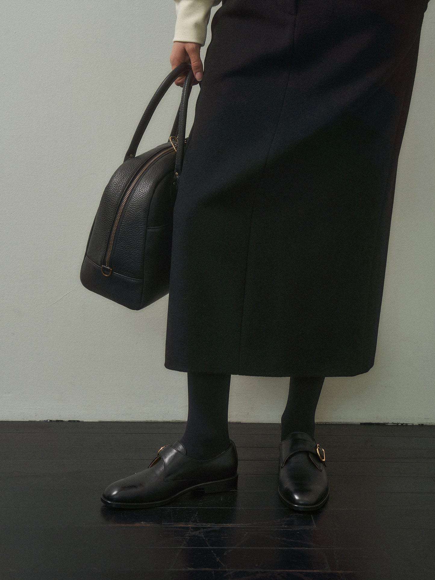 (-20%) EVENING WOOL SKIRT [ Black ]