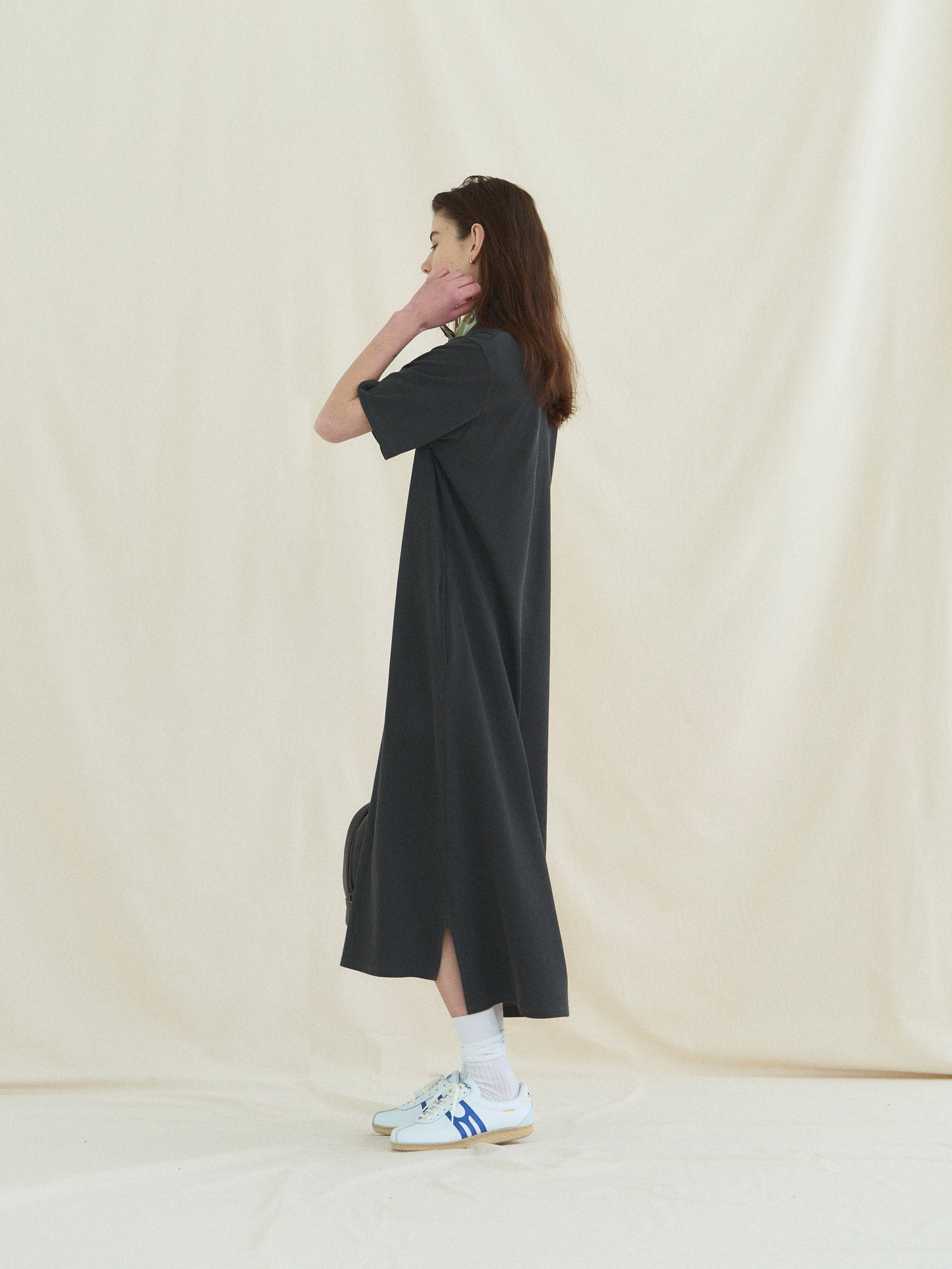 (-30%) COURT PIQUE COTTON DRESS [ Charcoal Grey ]