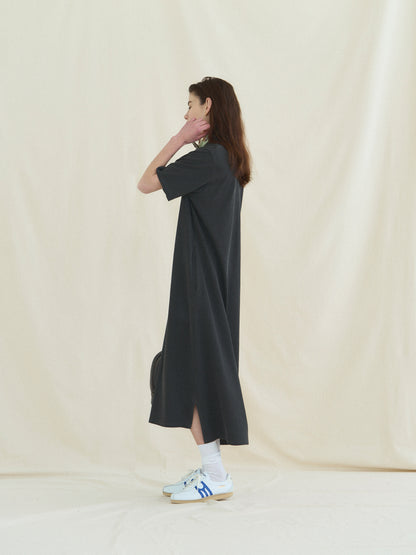 (-30%) COURT PIQUE COTTON DRESS [ Charcoal Grey ]