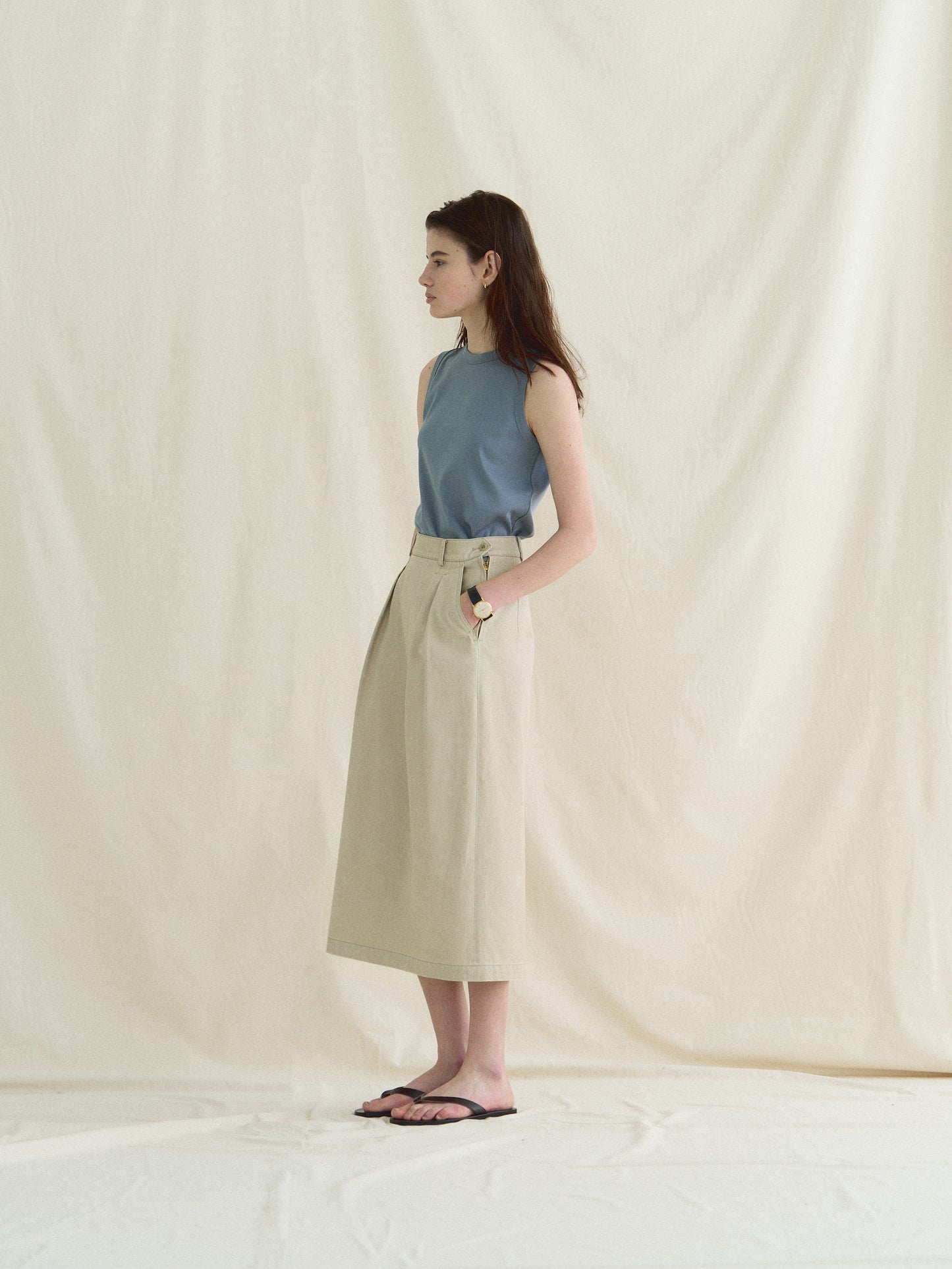 MICHELLE COTTON SLEEVELESS [ Dusty Blue ]