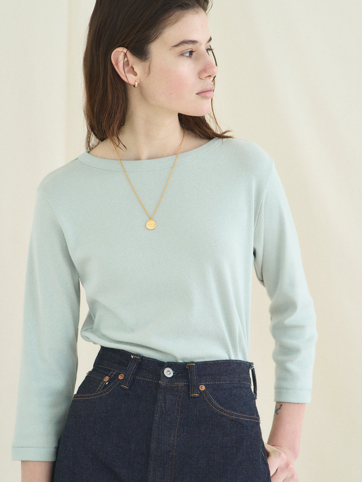 SOFTNESS 3/4 SLEEVE TEE [ Light Mint ]