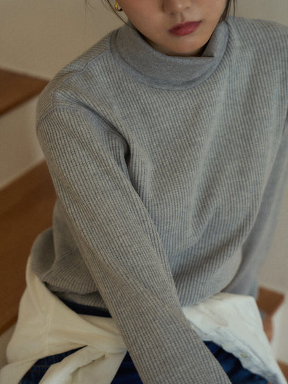 SALLY'S WAFFLE TURTLE TEE [ Heather Grey ]