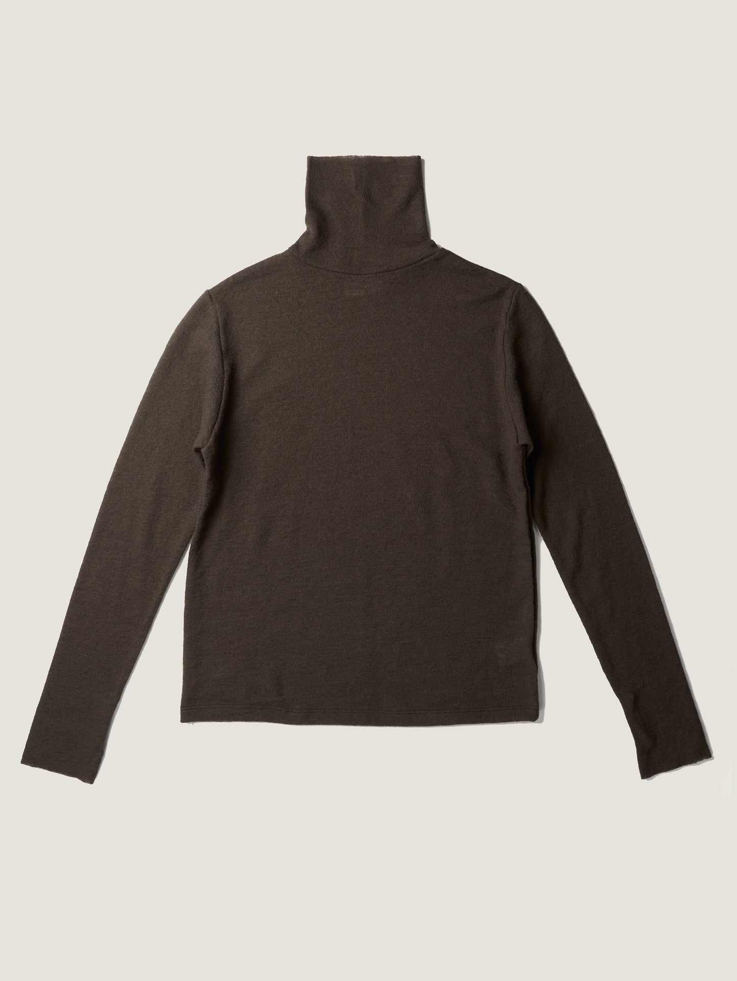 RUSTLE WOOL TURTLE TOP [ Taupe Brown ]