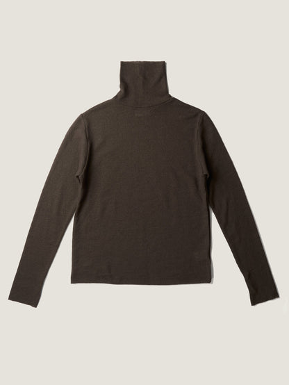 RUSTLE WOOL TURTLE TOP [ Taupe Brown ]
