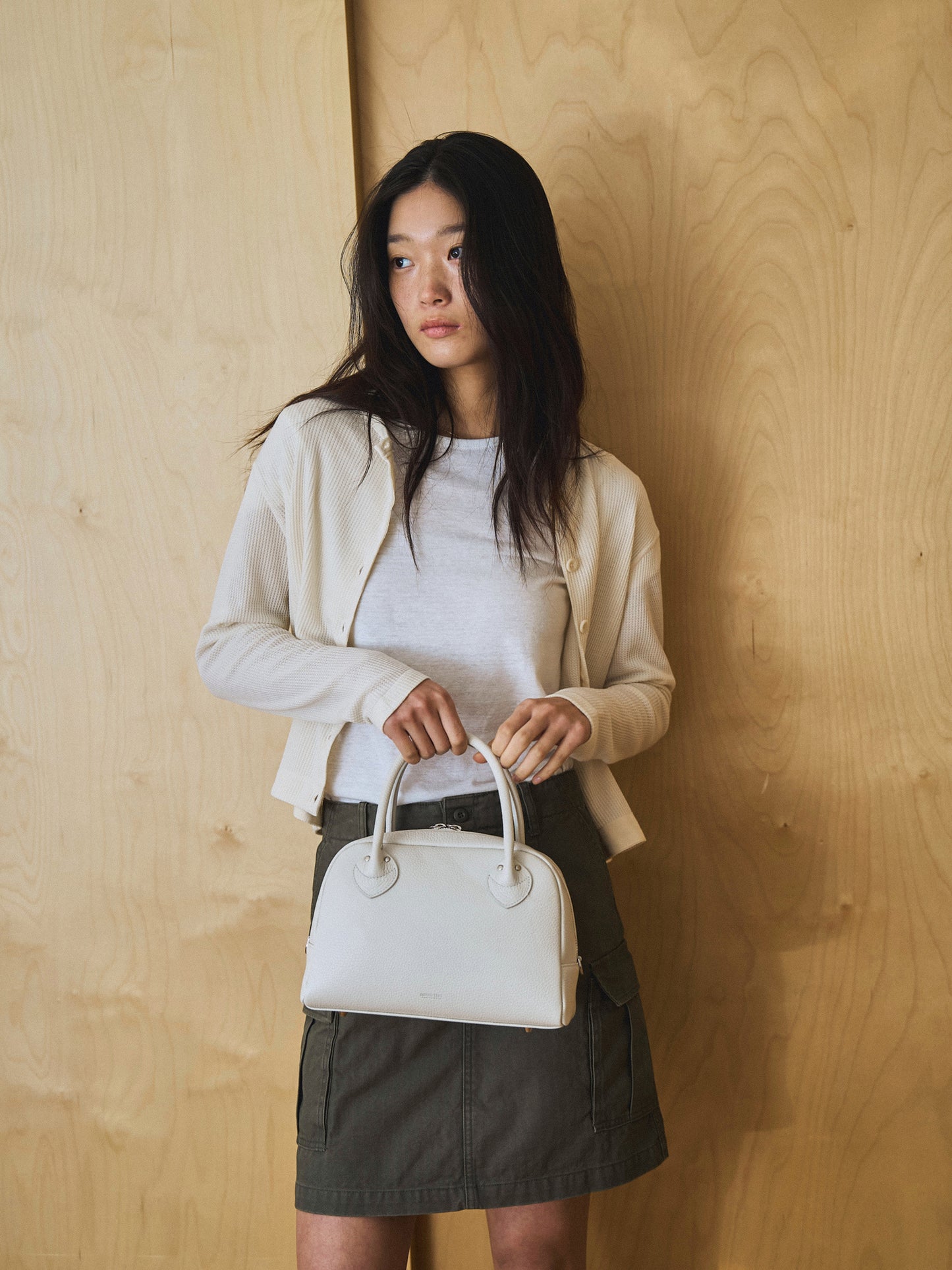 AIRY WAFFLE CARDIGAN [ Cream ]