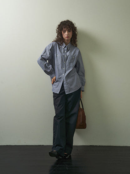 2 POCKET BUTTON DOWN SHIRT [ Navy Oxford ]