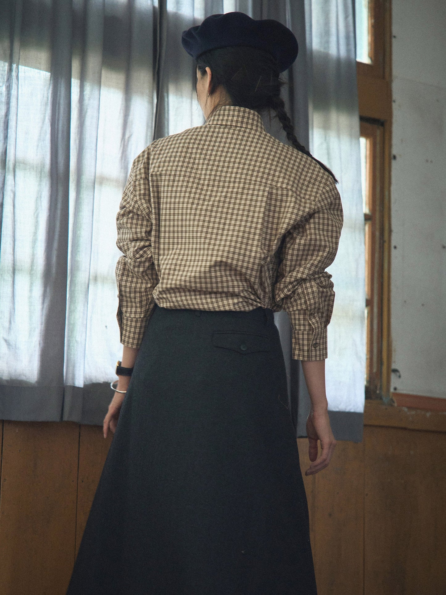 2 POCKET BUTTON DOWN SHIRT [ Beige Tartan ]