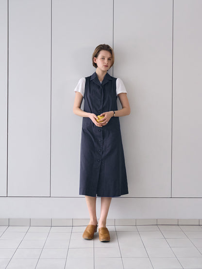 IRIS CHORE DRESS [ Navy ]
