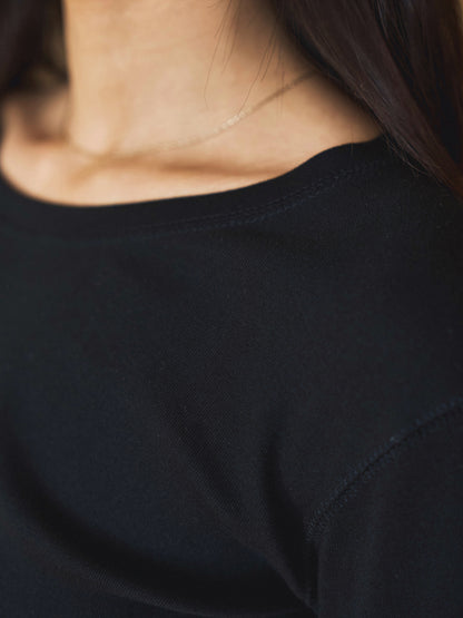 SMOOTH SCOOP NECK TOP [ Black ]