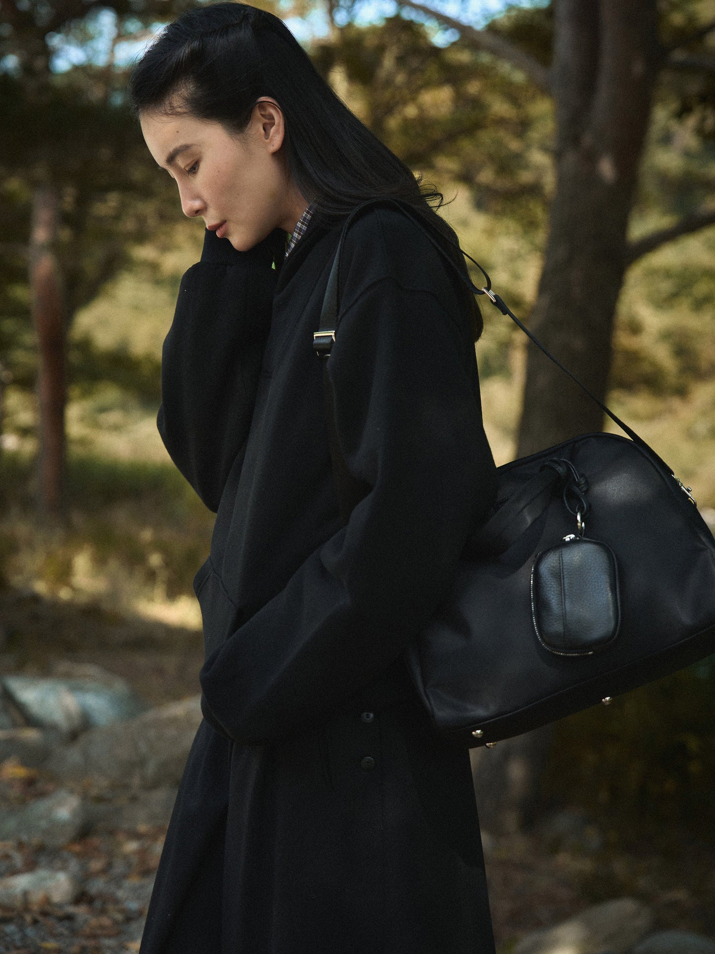 SHAWL COLLAR SWEATSHIRT [ Deep Black ]