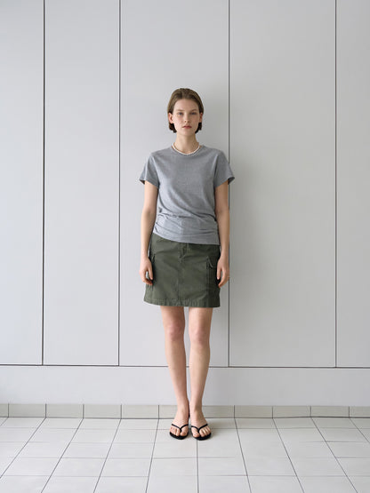 LILY UTILITY CARGO SKIRT [ Herringbone Khaki ]