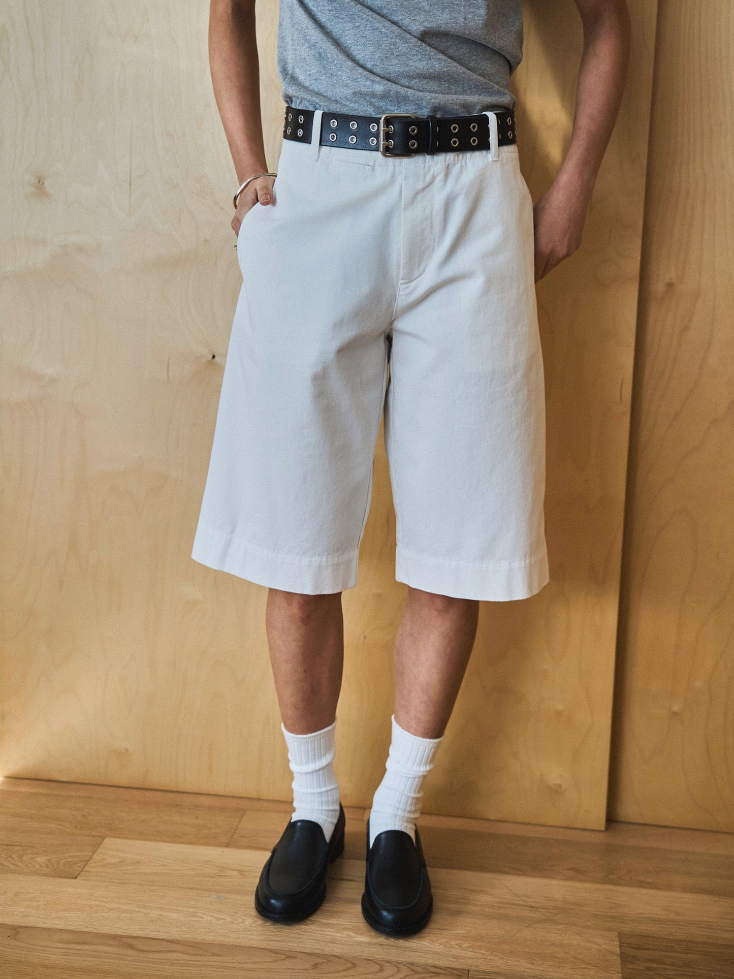 LENTO BERMUDA SHORTS [ Washed White ]