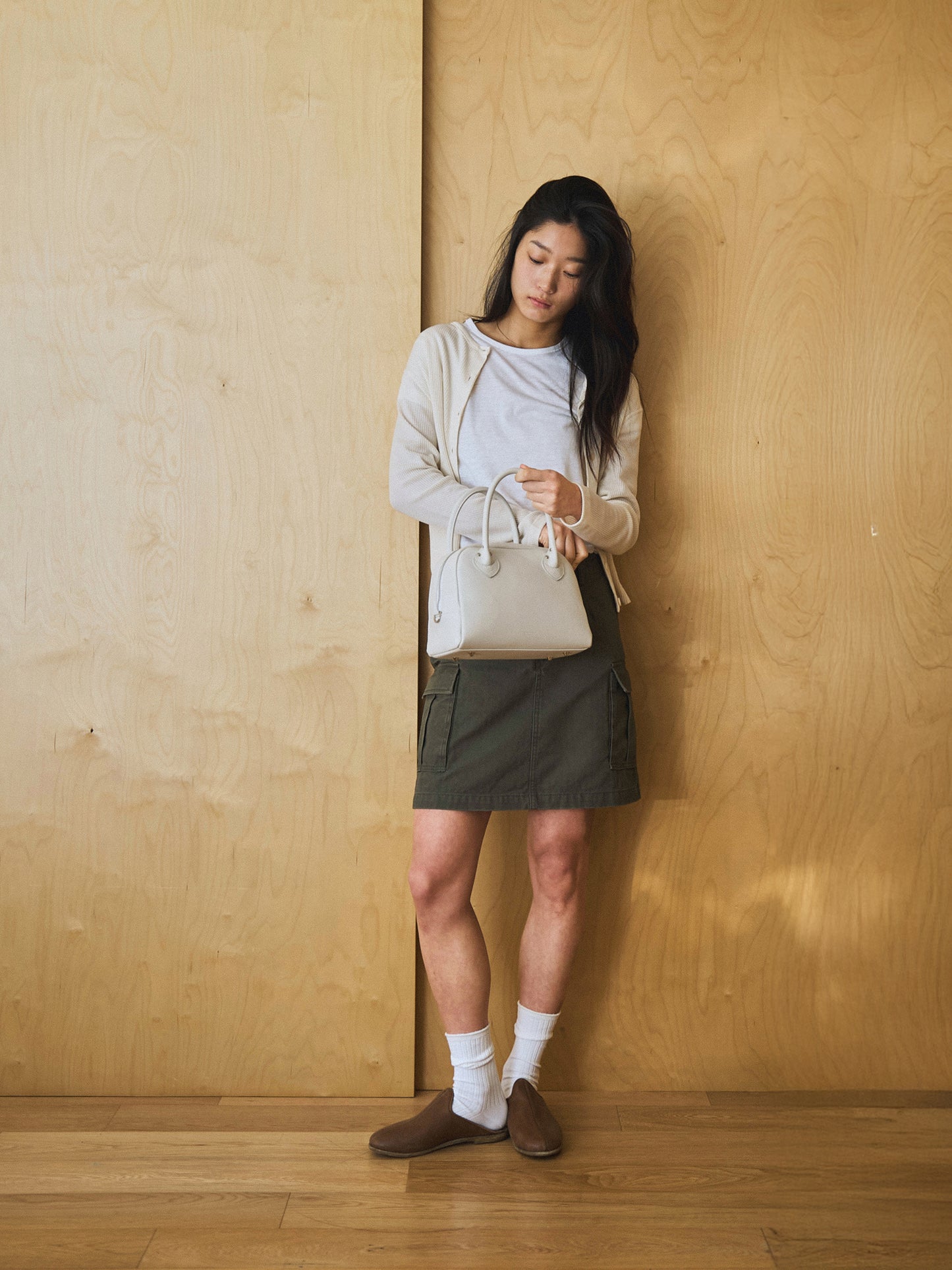 AIRY WAFFLE CARDIGAN [ Cream ]
