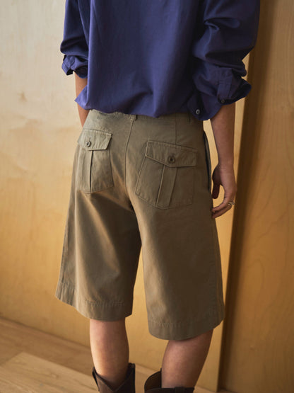 LENTO BERMUDA SHORTS [ Washed Beige ]