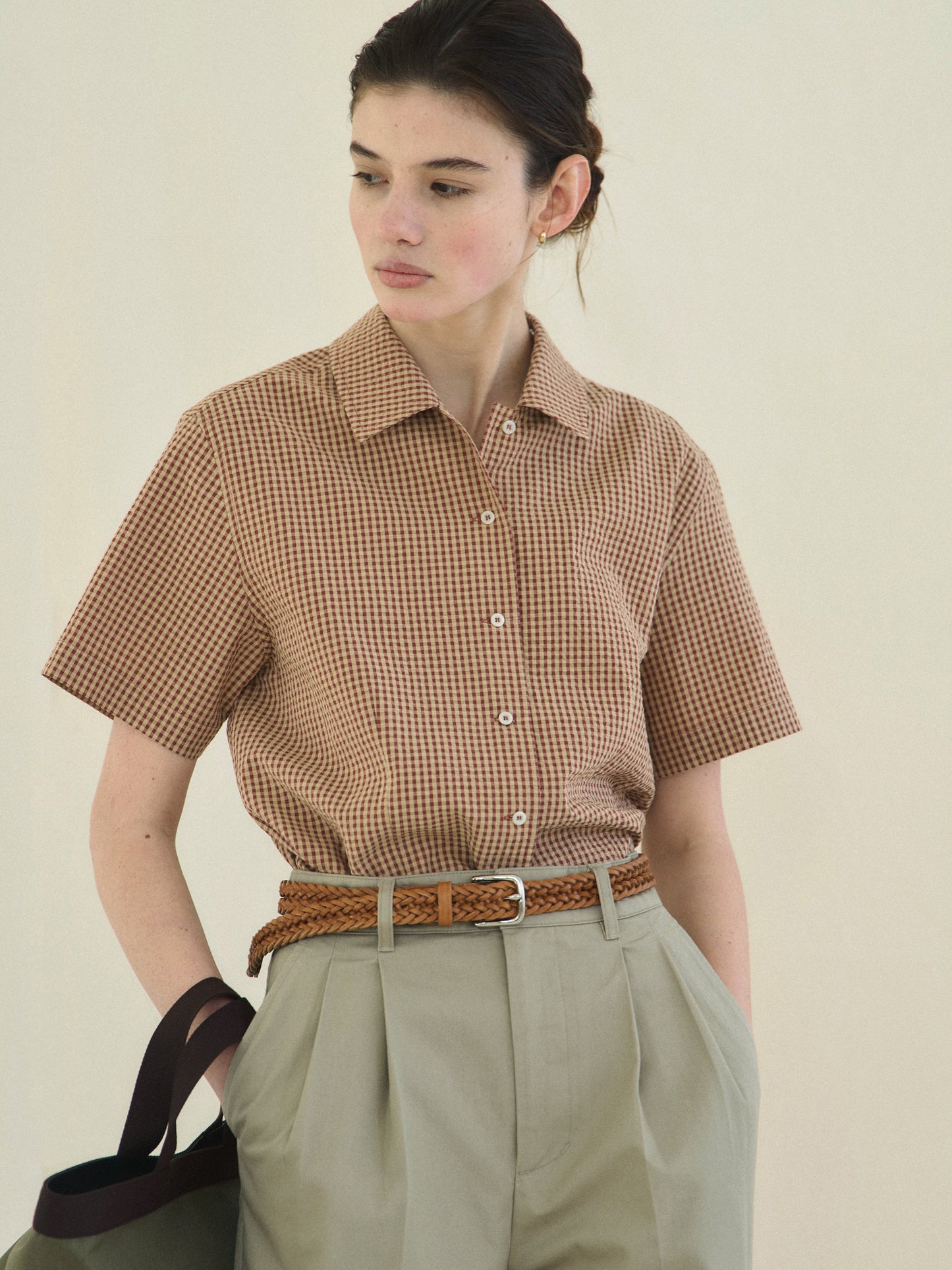 (-30%) ARIZONA CHECK SHIRT [ Brick Beige ] Organic Cotton