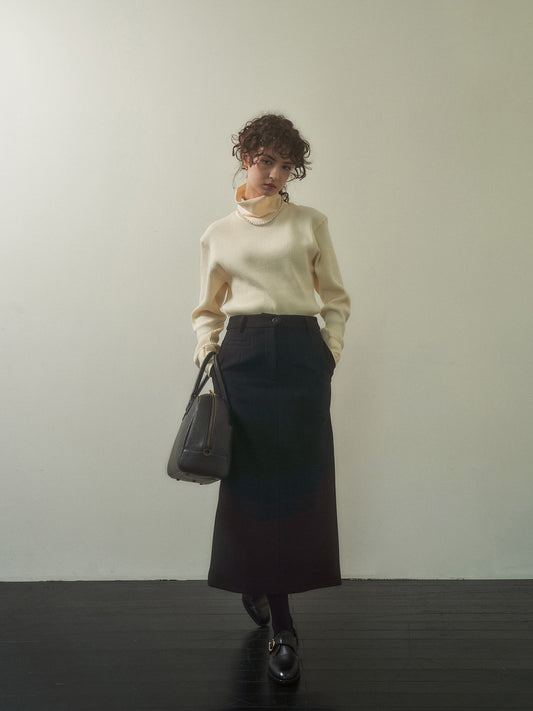 (-20%) EVENING WOOL SKIRT [ Black ]