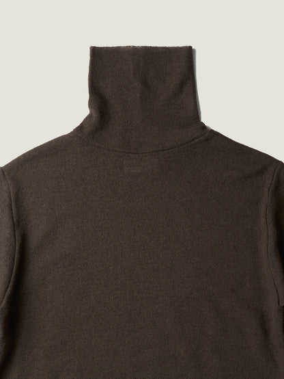 RUSTLE WOOL TURTLE TOP [ Taupe Brown ]