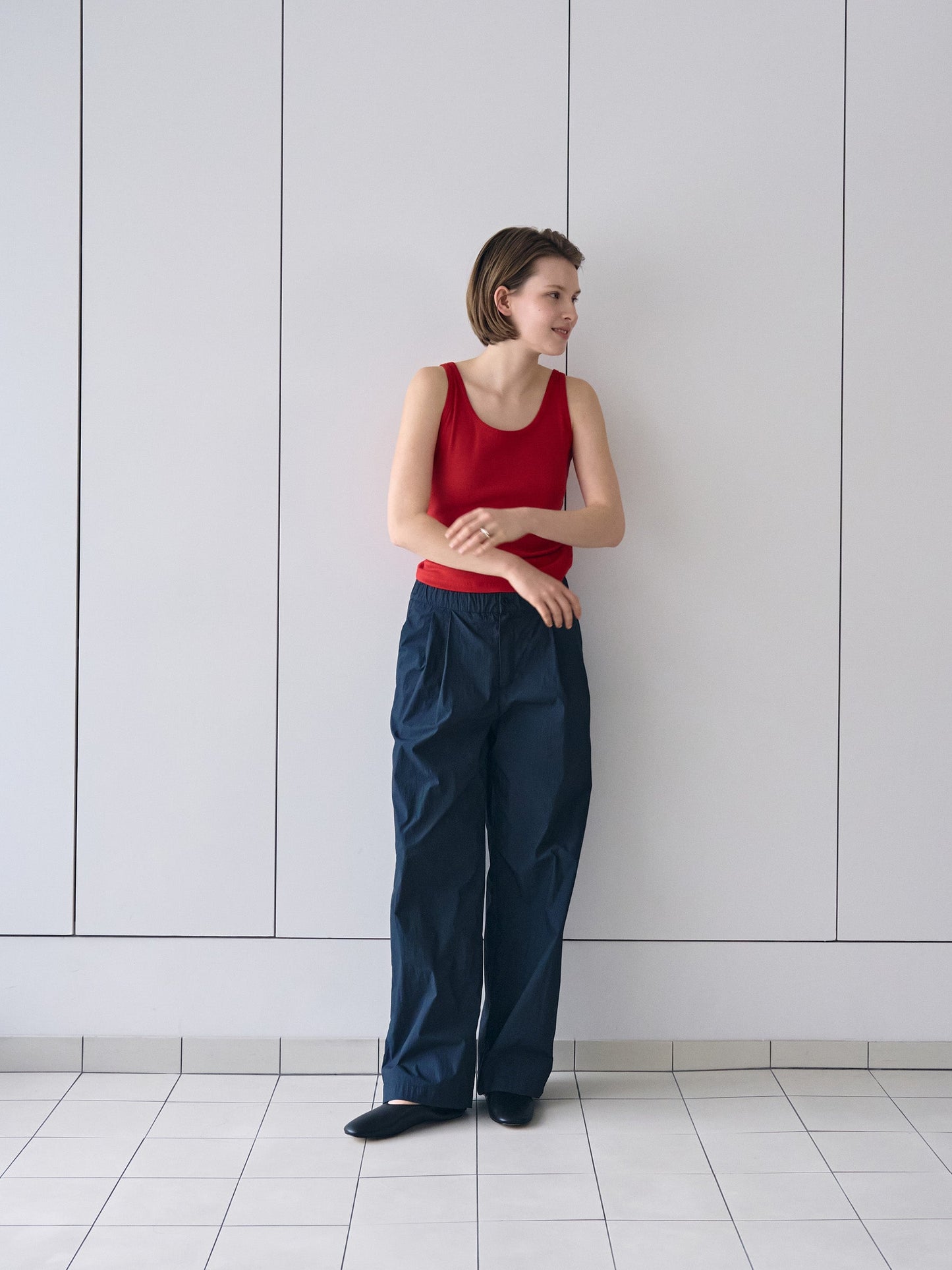 ROSA EASY COTTON PANTS [ Deep Navy ]