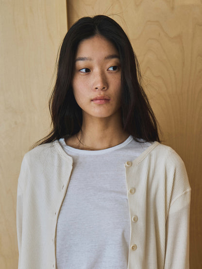AIRY WAFFLE CARDIGAN [ Cream ]