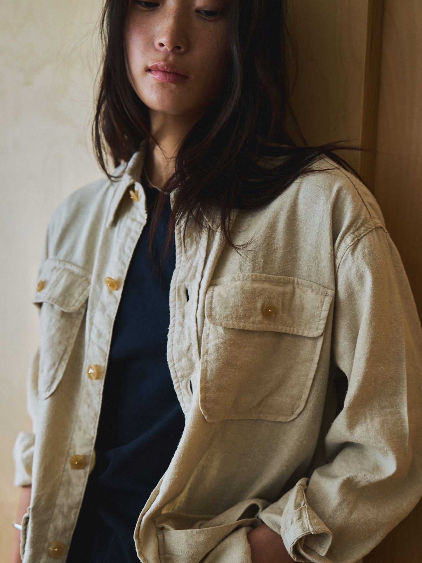 CAROLINE SILK LINEN JACKET [ Natural ]