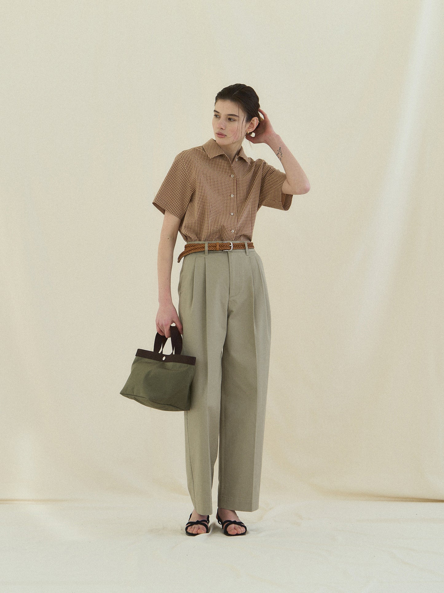 (-30%) ARIZONA CHECK SHIRT [ Brick Beige ] Organic Cotton